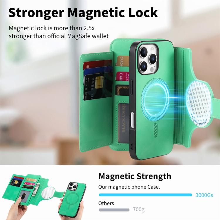 For iPhone 16 Pro Ring Zipper Wallet RFID Blocking MagSafe Leather Phone Case