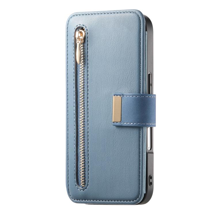 For iPhone 16 Plus Ring Zipper Wallet RFID Blocking MagSafe Leather Phone Case