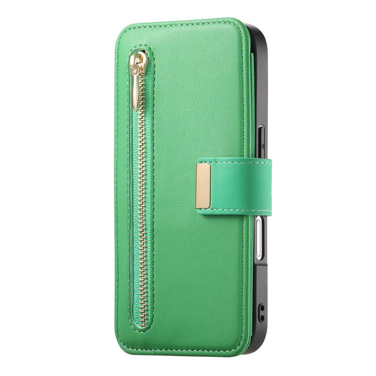 For iPhone 16 Plus Ring Zipper Wallet RFID Blocking MagSafe Leather Phone Case