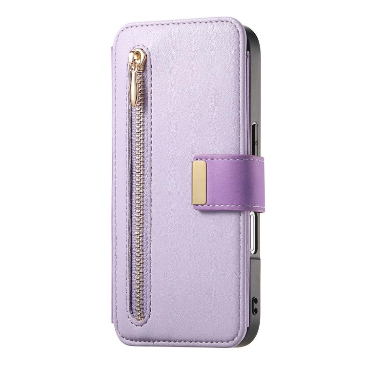 For iPhone 16 Ring Zipper Wallet RFID Blocking MagSafe Leather Phone Case