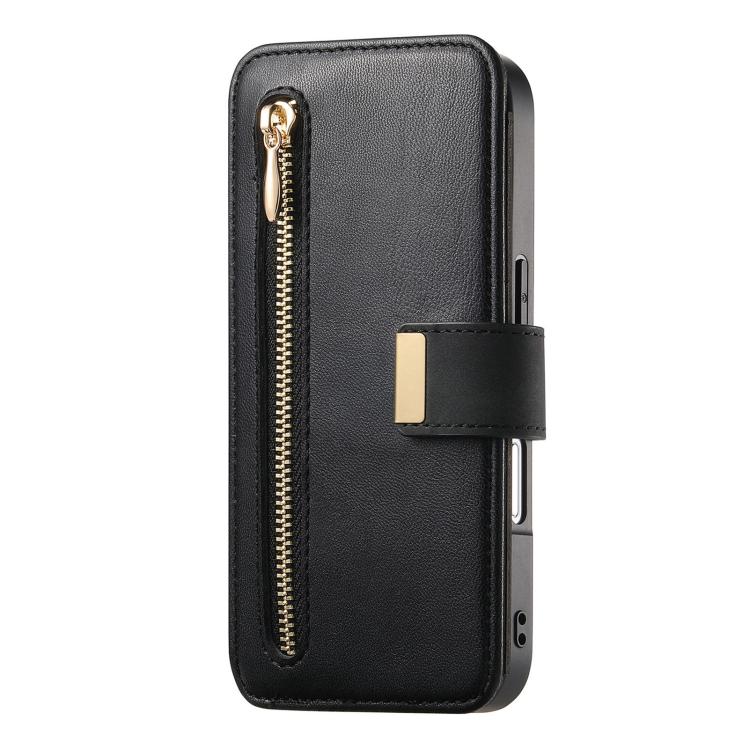 For iPhone 16 Ring Zipper Wallet RFID Blocking MagSafe Leather Phone Case
