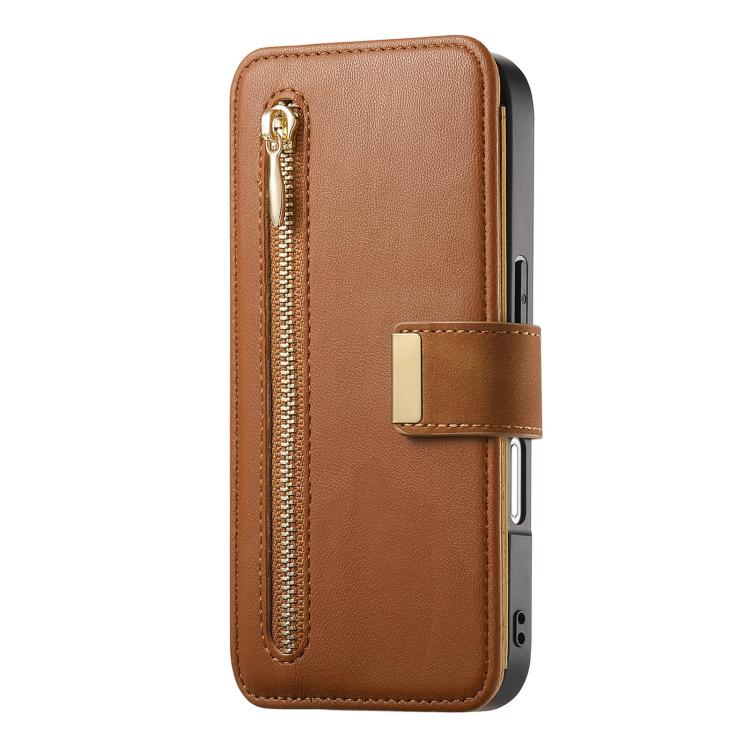 For iPhone 16 Ring Zipper Wallet RFID Blocking MagSafe Leather Phone Case