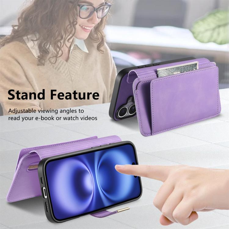 For iPhone 12 / 12 Pro Ring Zipper Wallet RFID Blocking MagSafe Leather Phone Case
