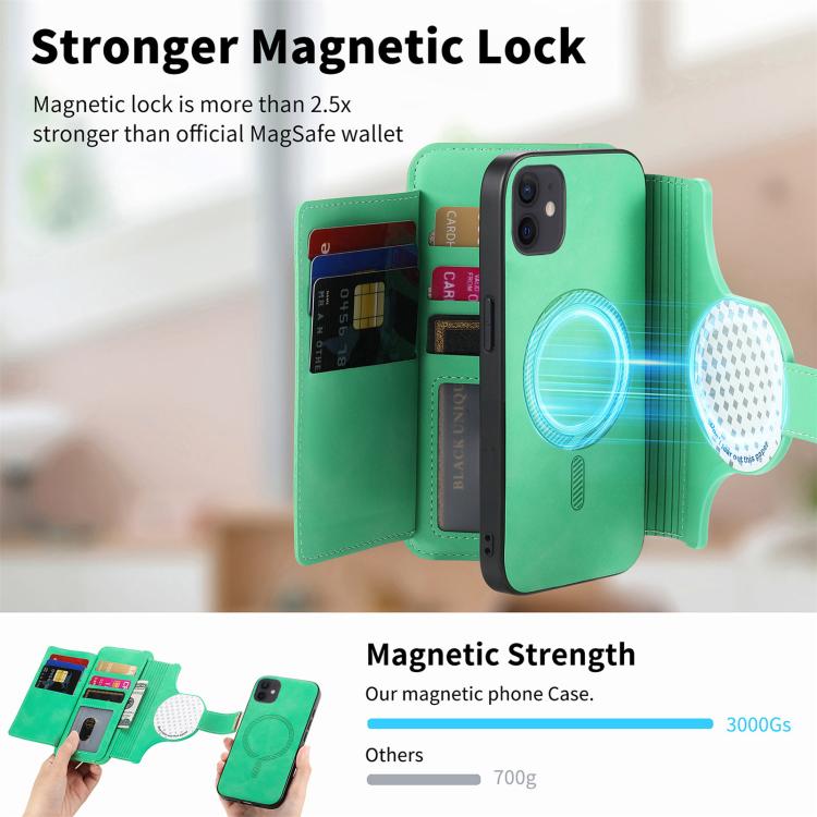 For iPhone 12 / 12 Pro Ring Zipper Wallet RFID Blocking MagSafe Leather Phone Case