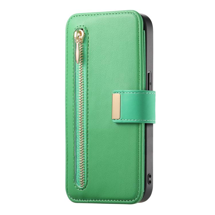 For iPhone 12 Pro Max Ring Zipper Wallet RFID Blocking MagSafe Leather Phone Case