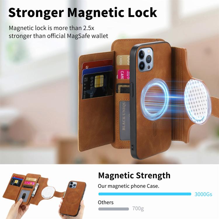 For iPhone 12 Pro Max Ring Zipper Wallet RFID Blocking MagSafe Leather Phone Case