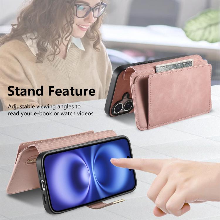For iPhone 11 Pro Max Ring Zipper Wallet RFID Blocking MagSafe Leather Phone Case