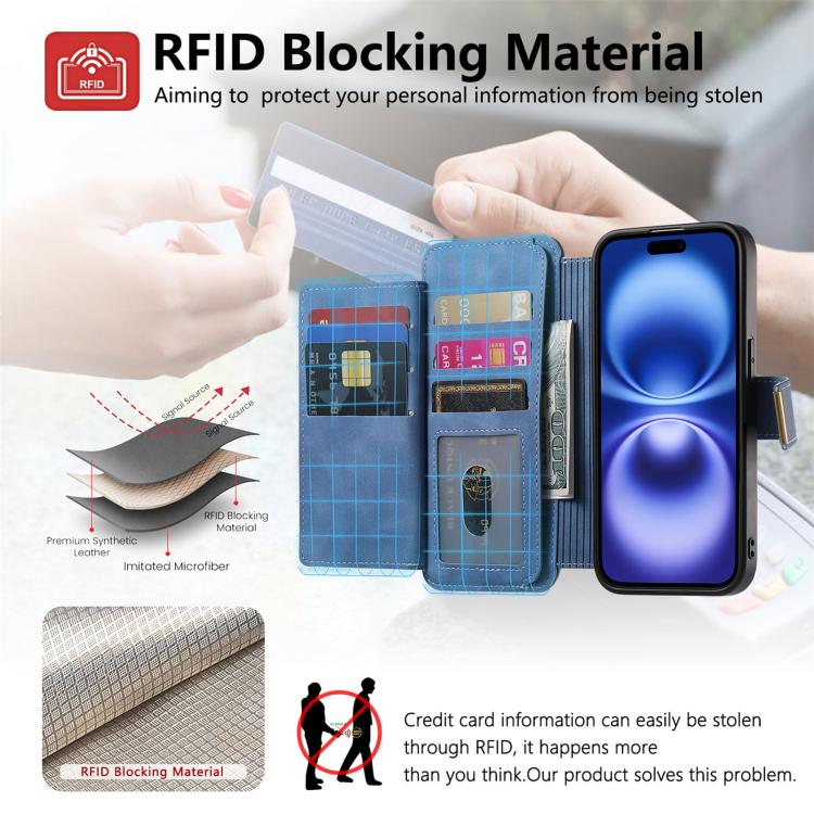 For iPhone 11 Pro Max Ring Zipper Wallet RFID Blocking MagSafe Leather Phone Case