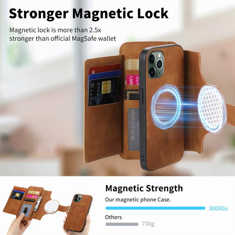 For iPhone 11 Pro Max Ring Zipper Wallet RFID Blocking MagSafe Leather Phone Case