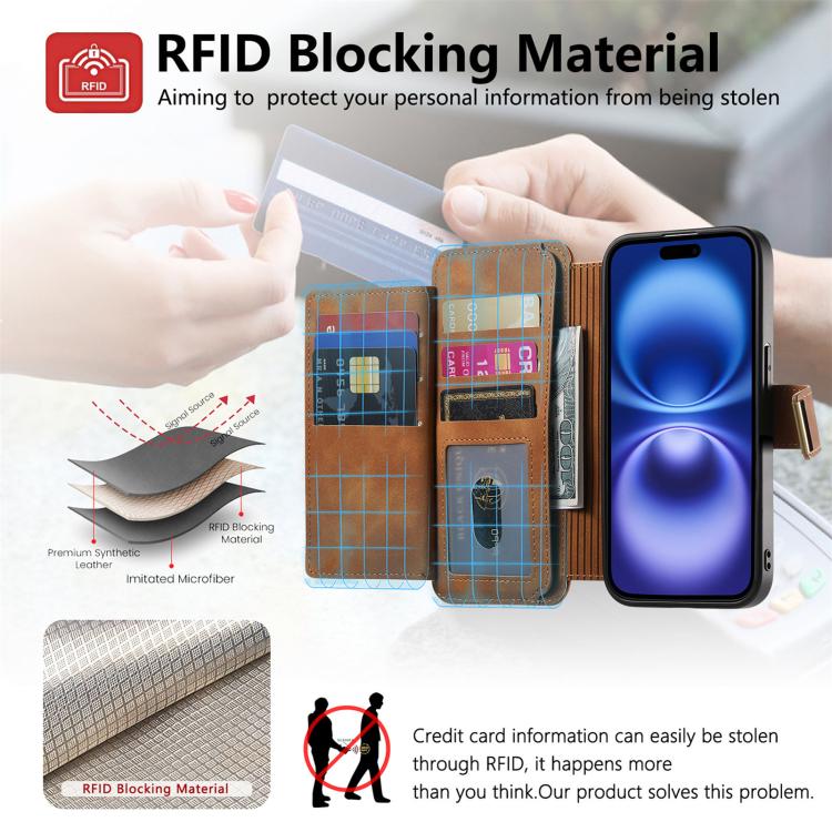For iPhone 11 Pro Max Ring Zipper Wallet RFID Blocking MagSafe Leather Phone Case