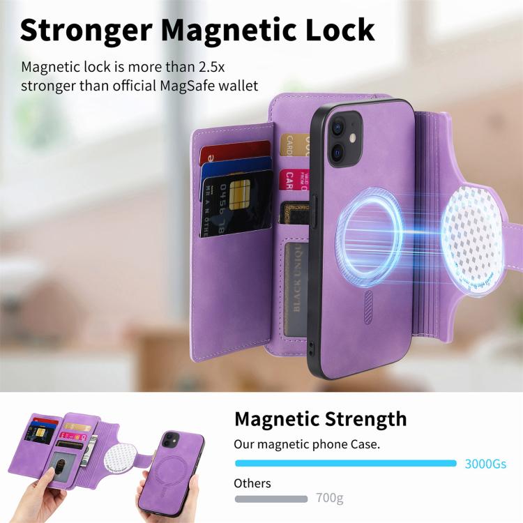 For iPhone 11 Ring Zipper Wallet RFID Blocking MagSafe Leather Phone Case