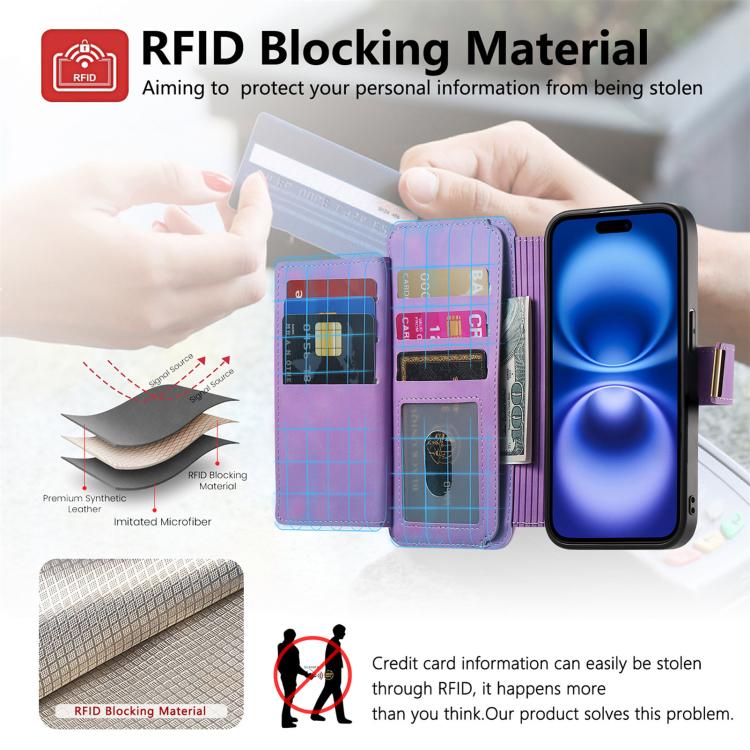 For iPhone 11 Ring Zipper Wallet RFID Blocking MagSafe Leather Phone Case