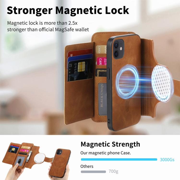 For iPhone 11 Ring Zipper Wallet RFID Blocking MagSafe Leather Phone Case