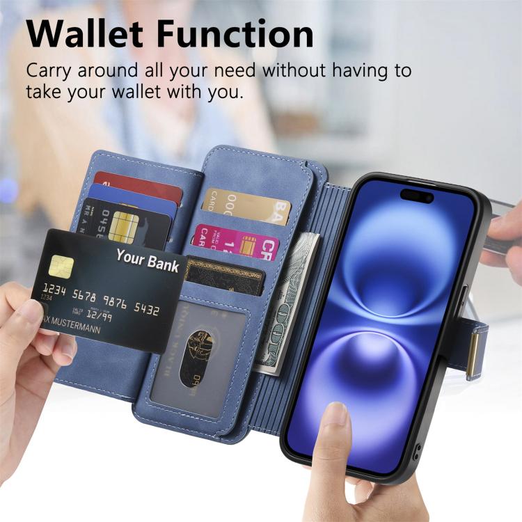 For iPhone 11 Pro Ring Zipper Wallet RFID Blocking MagSafe Leather Phone Case