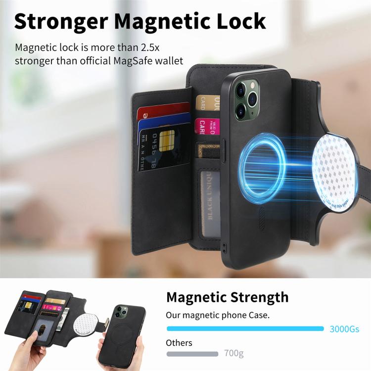For iPhone 11 Pro Ring Zipper Wallet RFID Blocking MagSafe Leather Phone Case