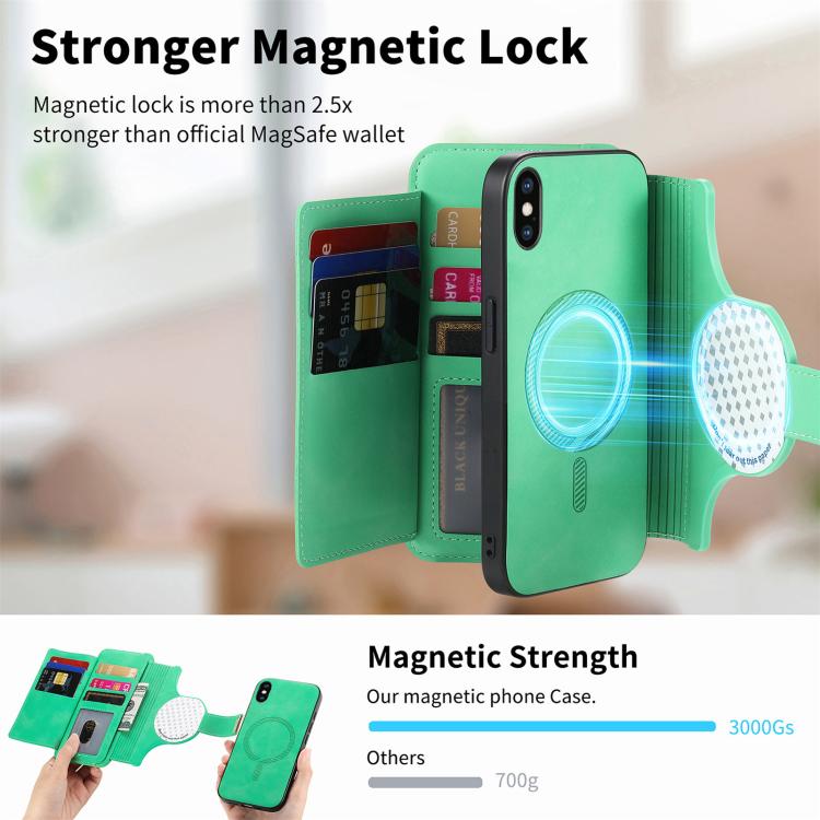 For iPhone X / XS Ring Zipper Wallet RFID Blocking MagSafe Leather Phone Case