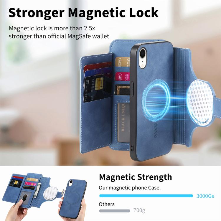 For iPhone XR Ring Zipper Wallet RFID Blocking MagSafe Leather Phone Case