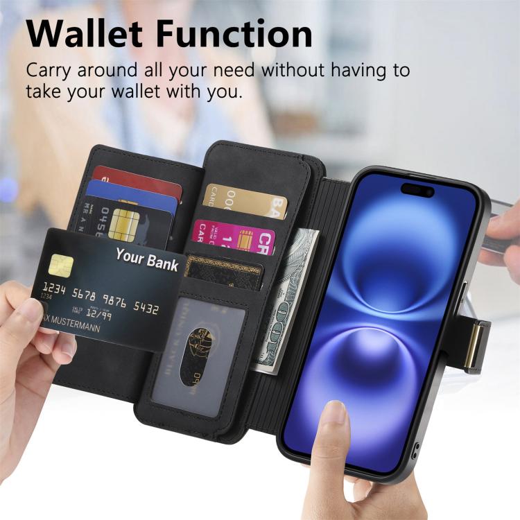 For iPhone XR Ring Zipper Wallet RFID Blocking MagSafe Leather Phone Case