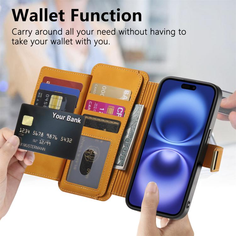 For iPhone XR Ring Zipper Wallet RFID Blocking MagSafe Leather Phone Case
