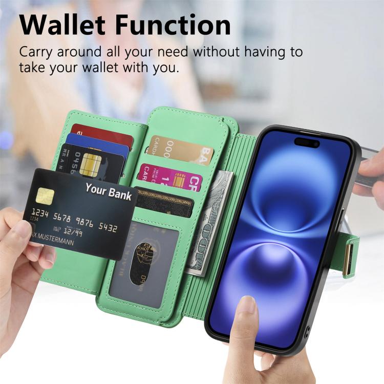 For iPhone XR Ring Zipper Wallet RFID Blocking MagSafe Leather Phone Case
