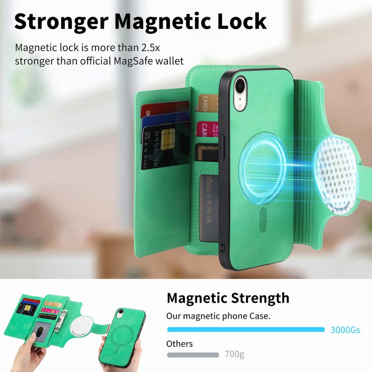 For iPhone XR Ring Zipper Wallet RFID Blocking MagSafe Leather Phone Case