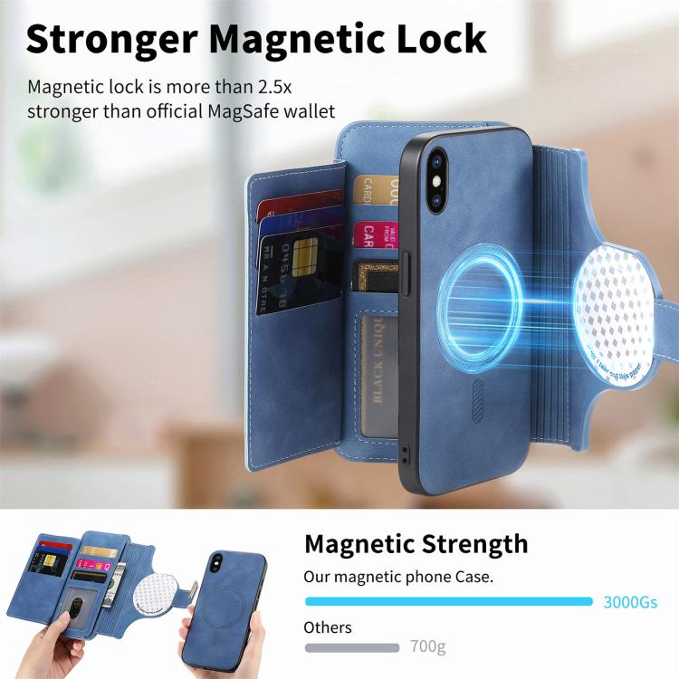 For iPhone XS Max Ring Zipper Wallet RFID Blocking MagSafe Leather Phone Case