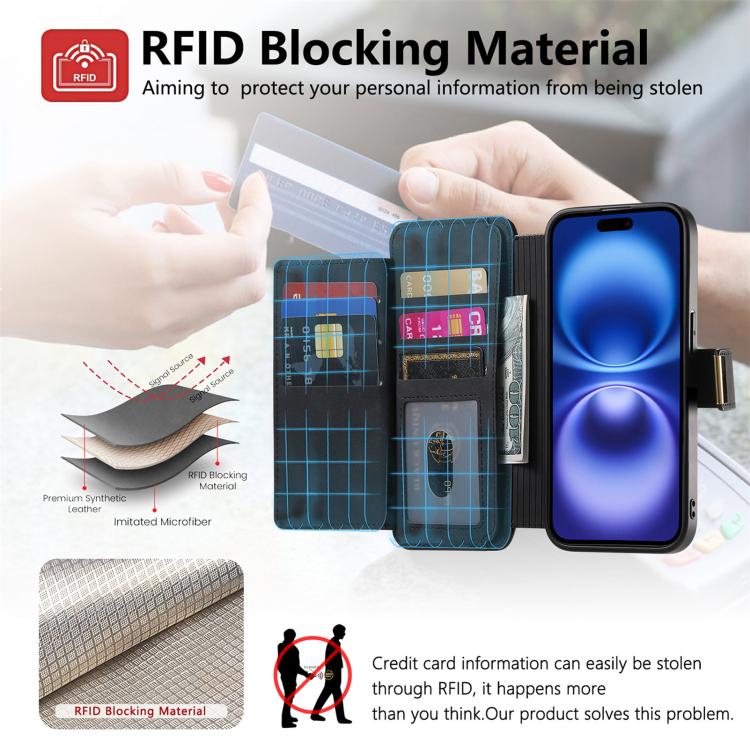 For iPhone XS Max Ring Zipper Wallet RFID Blocking MagSafe Leather Phone Case