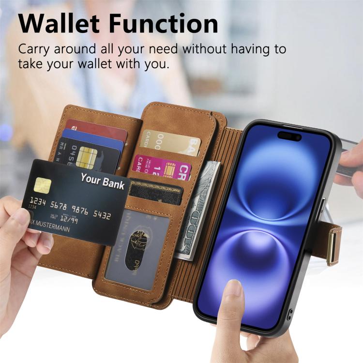 For iPhone XS Max Ring Zipper Wallet RFID Blocking MagSafe Leather Phone Case
