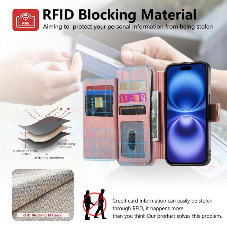 For iPhone 7 Plus / 8 Plus Ring Zipper Wallet RFID Blocking MagSafe Leather Phone Case