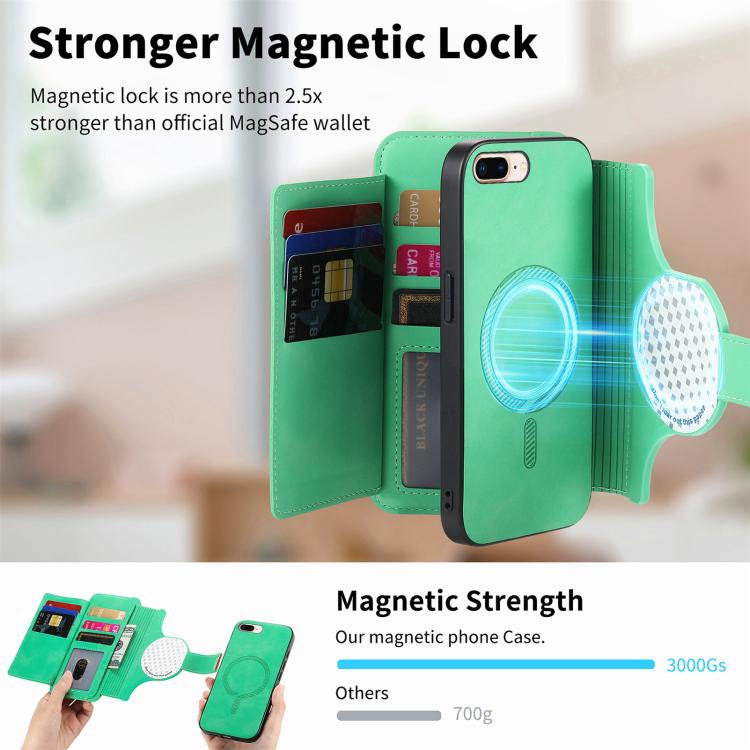 For iPhone 7 Plus / 8 Plus Ring Zipper Wallet RFID Blocking MagSafe Leather Phone Case
