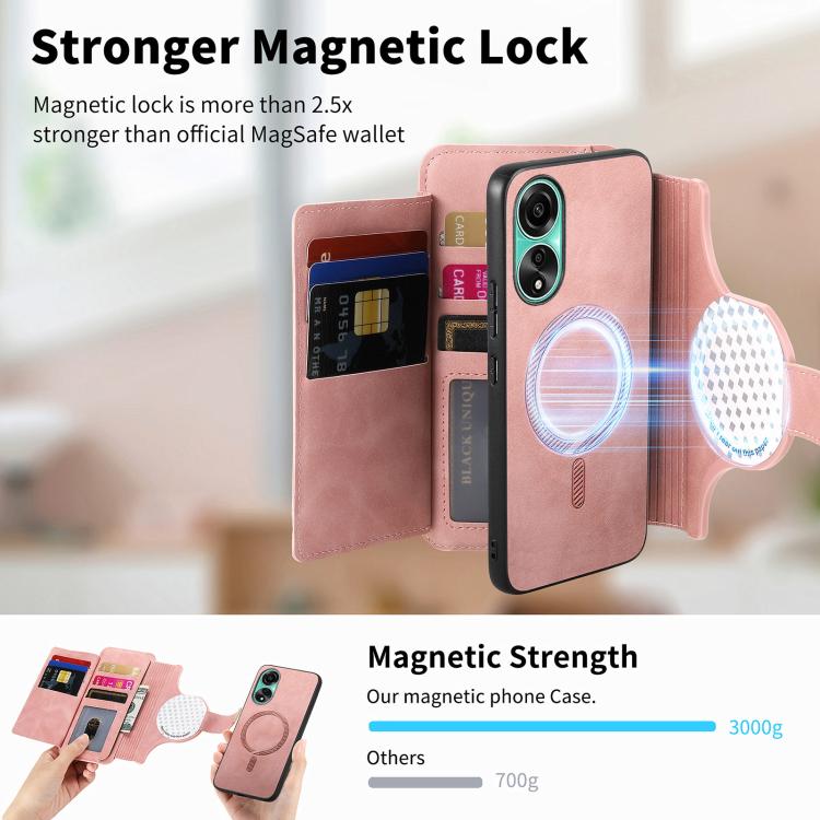 For OPPO A78 4G Ring Zipper Wallet RFID Blocking MagSafe Leather Phone Case