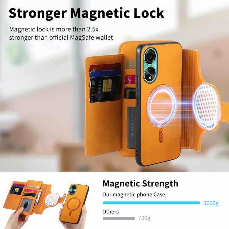For OPPO A78 4G Ring Zipper Wallet RFID Blocking MagSafe Leather Phone Case