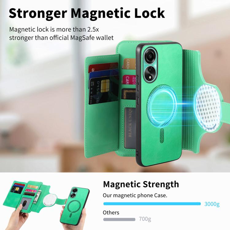 For OPPO A78 4G Ring Zipper Wallet RFID Blocking MagSafe Leather Phone Case