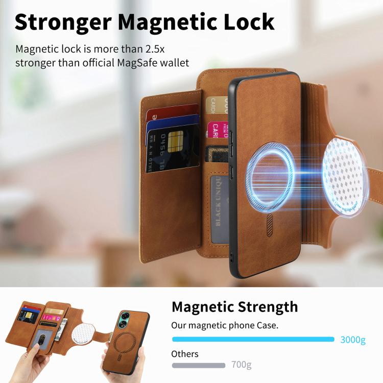 For OPPO A78 4G Ring Zipper Wallet RFID Blocking MagSafe Leather Phone Case