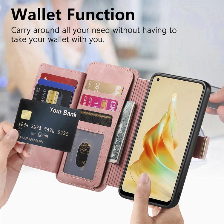 For OPPO Reno8 T 5G / A1 Pro Ring Zipper Wallet RFID Blocking MagSafe Leather Phone Case