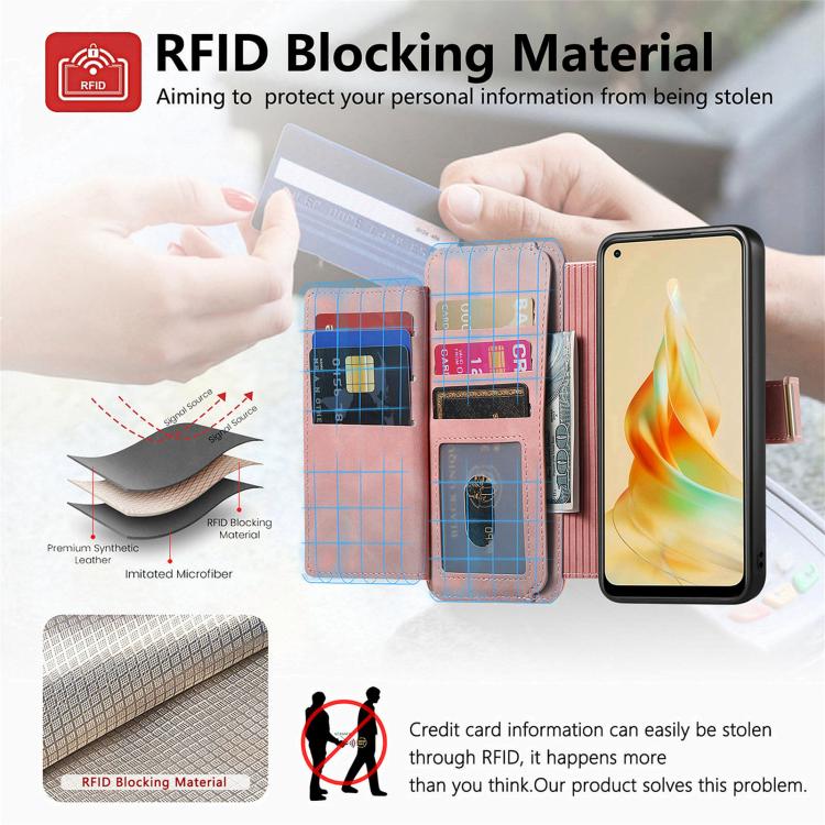 For OPPO Reno8 T 5G / A1 Pro Ring Zipper Wallet RFID Blocking MagSafe Leather Phone Case