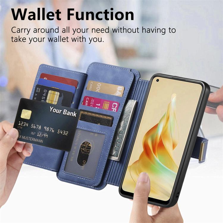 For OPPO Reno8 T 5G / A1 Pro Ring Zipper Wallet RFID Blocking MagSafe Leather Phone Case