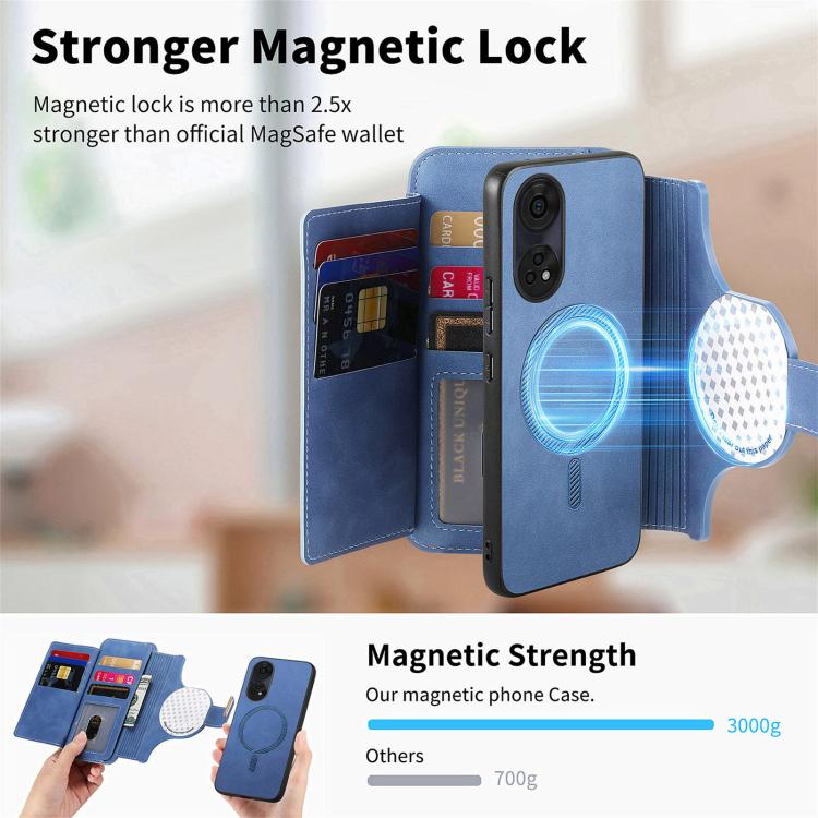 For OPPO Reno8 T 5G / A1 Pro Ring Zipper Wallet RFID Blocking MagSafe Leather Phone Case