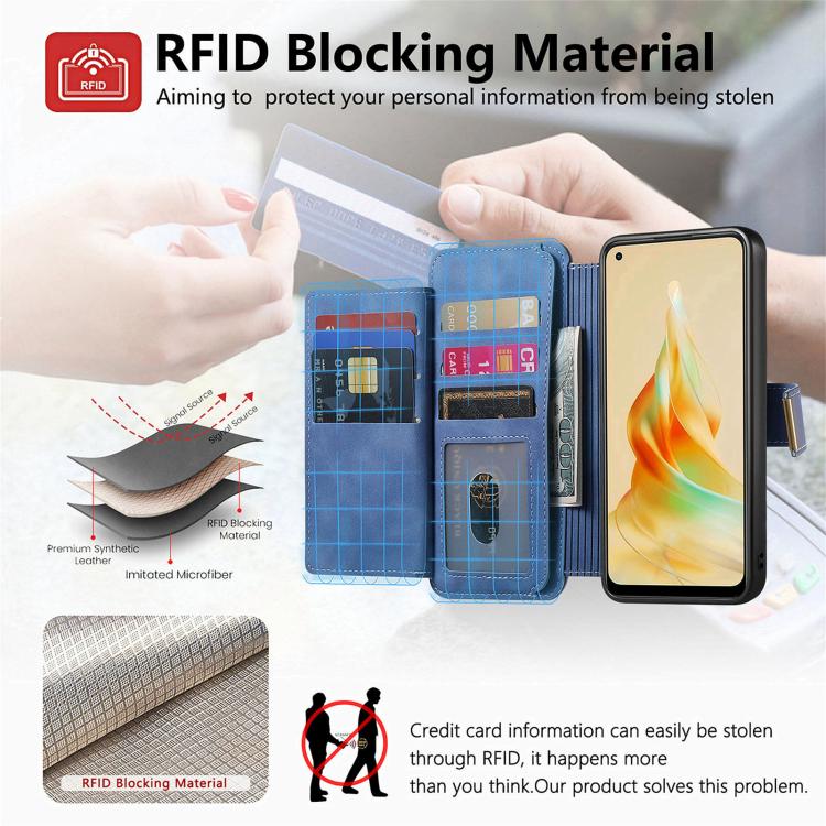 For OPPO Reno8 T 5G / A1 Pro Ring Zipper Wallet RFID Blocking MagSafe Leather Phone Case