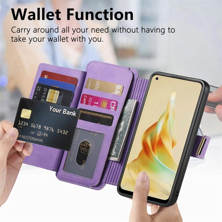 For OPPO Reno8 T 5G / A1 Pro Ring Zipper Wallet RFID Blocking MagSafe Leather Phone Case