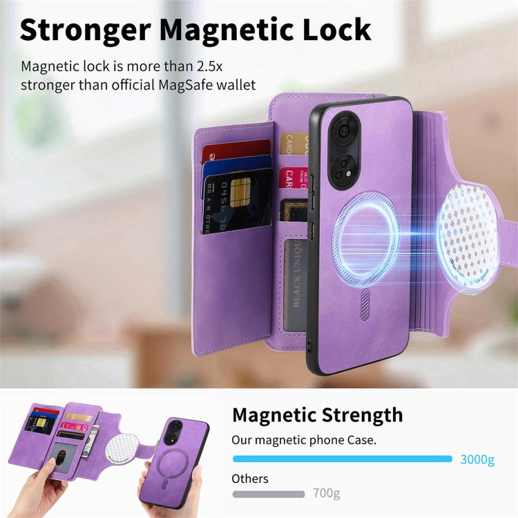For OPPO Reno8 T 5G / A1 Pro Ring Zipper Wallet RFID Blocking MagSafe Leather Phone Case