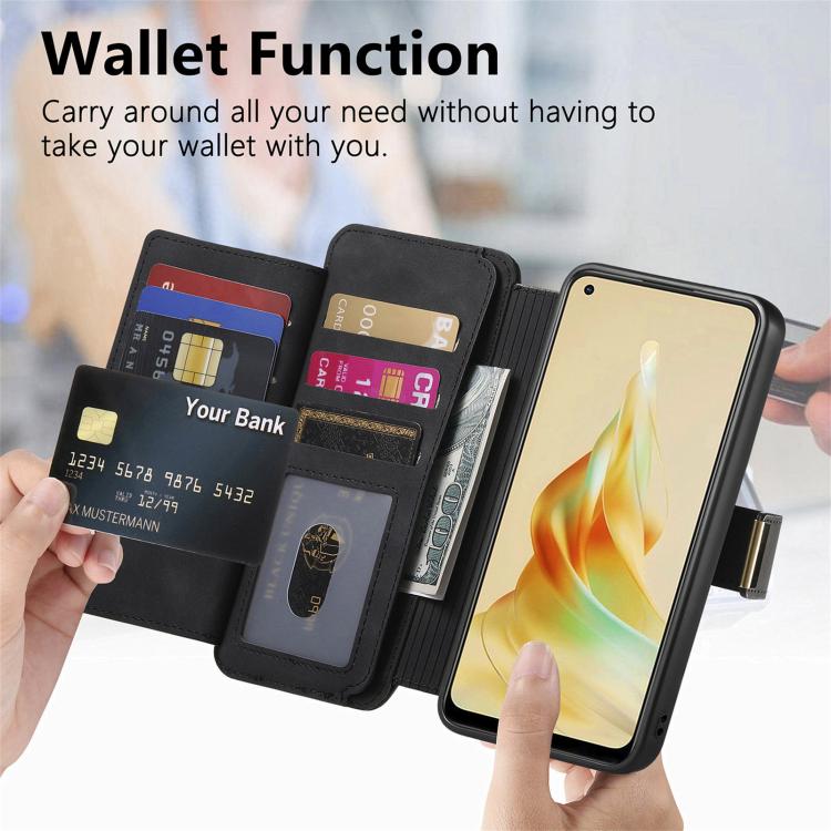 For OPPO Reno8 T 5G / A1 Pro Ring Zipper Wallet RFID Blocking MagSafe Leather Phone Case