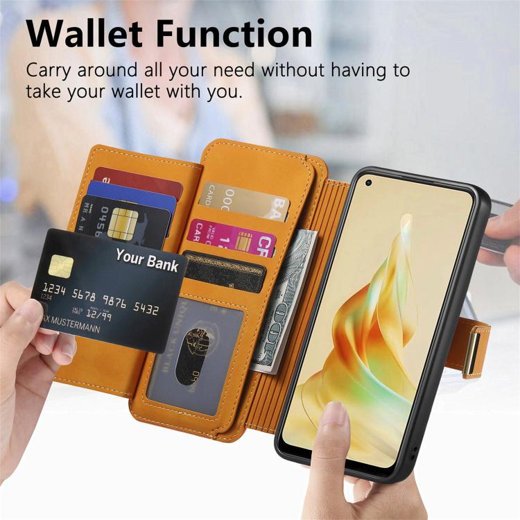 For OPPO Reno8 T 5G / A1 Pro Ring Zipper Wallet RFID Blocking MagSafe Leather Phone Case