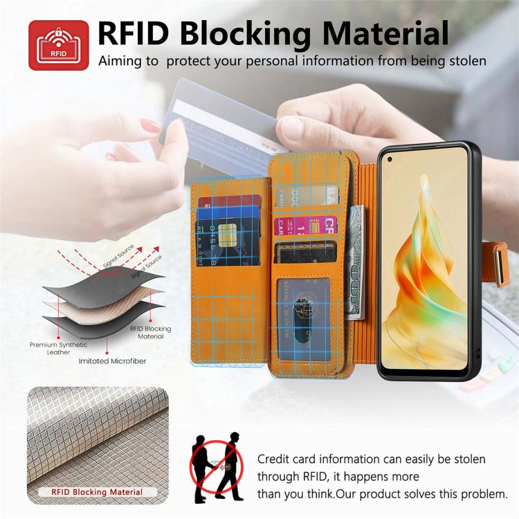 For OPPO Reno8 T 5G / A1 Pro Ring Zipper Wallet RFID Blocking MagSafe Leather Phone Case