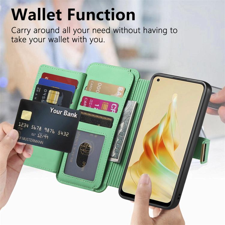 For OPPO Reno8 T 5G / A1 Pro Ring Zipper Wallet RFID Blocking MagSafe Leather Phone Case