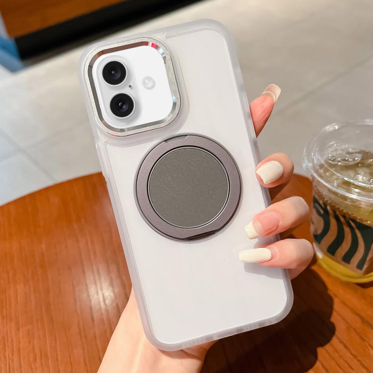 For iPhone 16 Plus Transparent MagSafe Magnetic Holder Phone Case