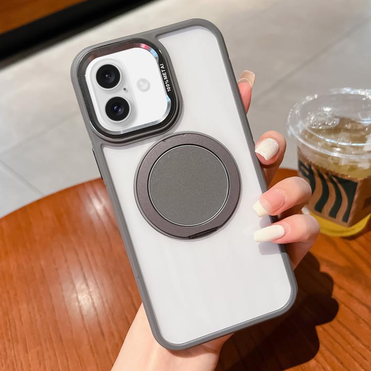 For iPhone 16 Plus Transparent MagSafe Magnetic Holder Phone Case