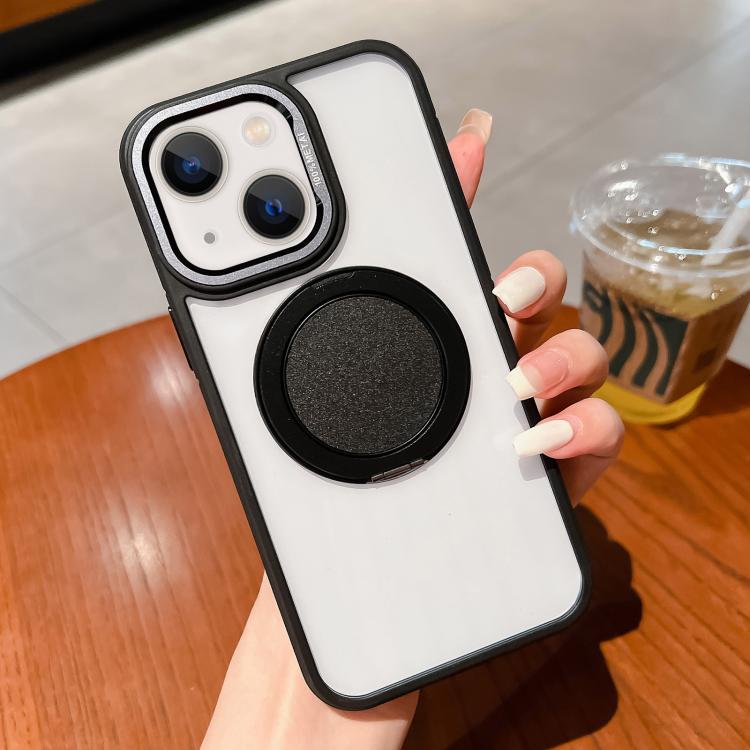 For iPhone 15 Transparent MagSafe Magnetic Holder Phone Case