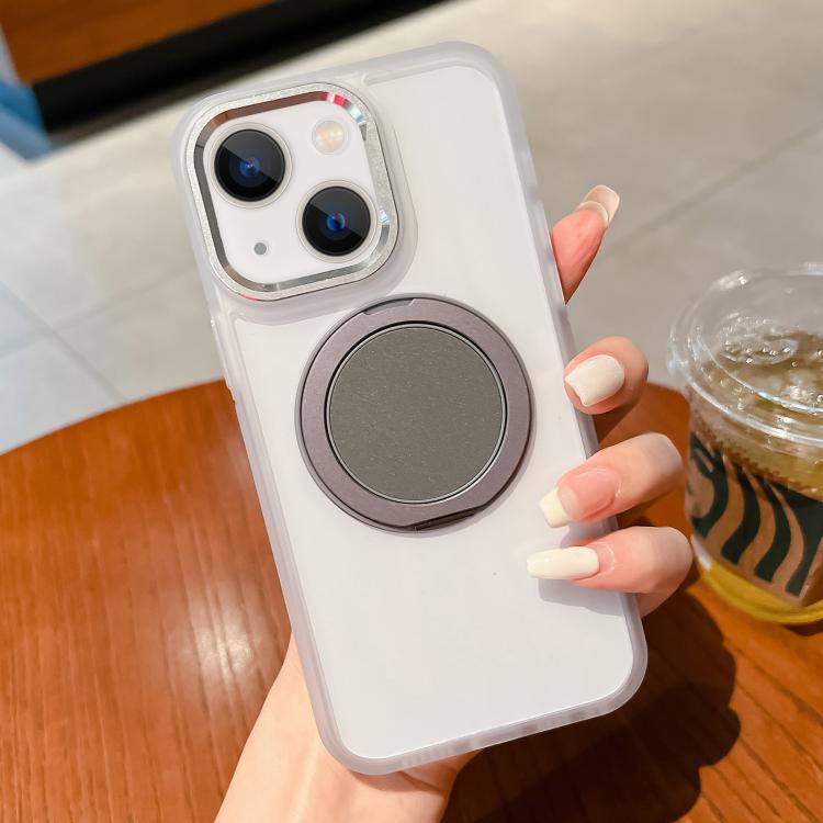 For iPhone 15 Transparent MagSafe Magnetic Holder Phone Case