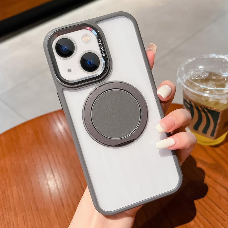 For iPhone 15 Transparent MagSafe Magnetic Holder Phone Case